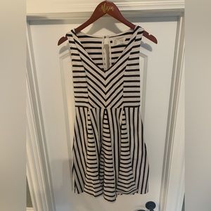 Anthropologie. Navy and white stripped jersey stretch dress. Size small.